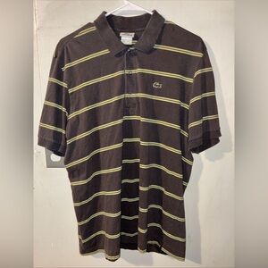 Lacoste Gray & Yellow Striped Polo Men’s L